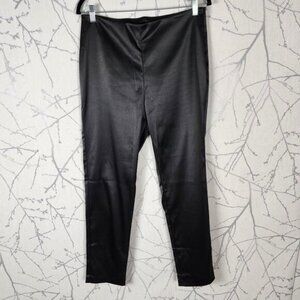 Timeless Naeem Khan Black Satin Stretch High Rise Skinny Pants